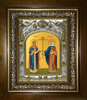 Икона Константин и Елена равноапостольные, в киоте 20х24 см 28394