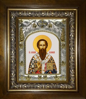 Икона Василий Великий святитель, в киоте 20х24 см 28461