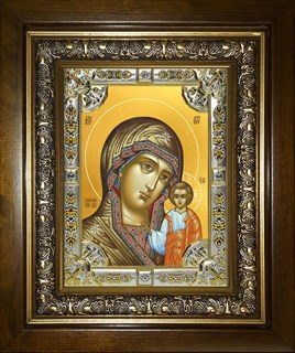 Икона Казанская икона Божией Матери, в киоте 24х30 см 28476