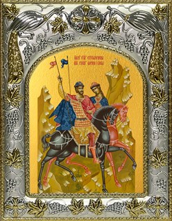 Икона Борис и Глеб благоверные князья-страстотерпцы, 14х18 см 28503