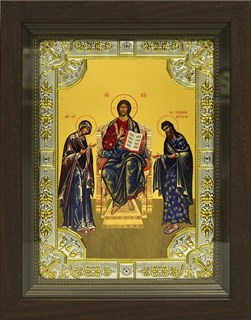 Икона Деисус, Спас на престоле, в киоте 24х30 см 28520