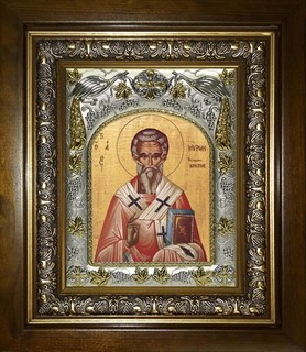 Икона Мирон Чудотворец, епископ Критский, святитель, в киоте 20х24 см 28595