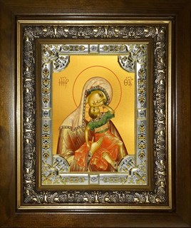Икона Акидимская икона Божией Матери (Взыграние младенца), в киоте 24х30 см 28670
