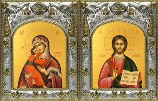 Икона Венчальная пара - Господь Вседержитель и Владимирская Божия Матерь 28768