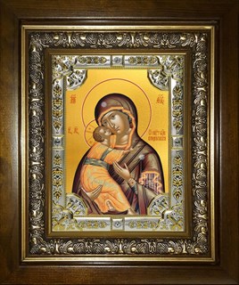 Икона Владимирская икона Божией Матери, в киоте 24х30 см 28772