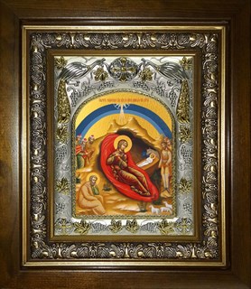 Икона Рождество Христово, в киоте 20х24 см 28793