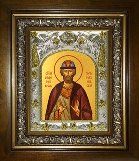 Икона Ростислав Мстиславич Киевский, Смоленский, благоверный князь, в киоте 20х24 см 28844
