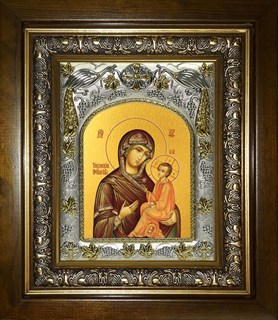 Икона Тихвинская икона Божией Матери, в киоте 20х24 см 28883