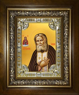 Икона Серафим Саровский преподобный, чудотворец, в киоте 24х30 см 28885