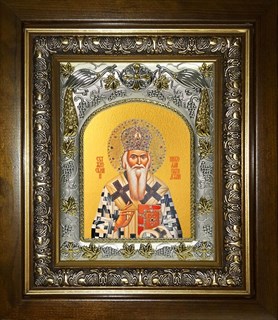 Икона Николай Сербский, святитель, в киоте 20х24 см 28906