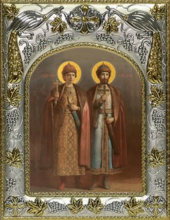 Икона Борис и Глеб благоверные князья-страстотерпцы, 14х18 см 28961