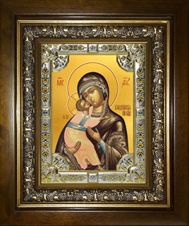 Икона Владимирская икона Божией Матери, в киоте 24х30 см 29033