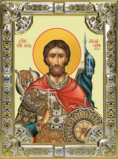 Икона Александр Невский, благоверный князь, 18х24 см, со стразами 29039