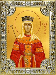 Икона Елена Сербская благоверная царица, 18х24 см, со стразами 29045