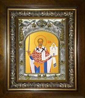 Икона Николай Можайский, в киоте 20х24 см 29054