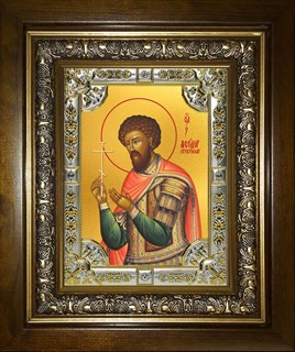 Икона Феодор (Фёдор) Стратилат великомученик, в киоте 24х30 см 29094