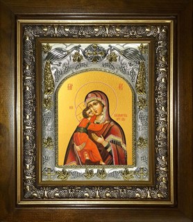 Икона Владимирская икона Божией Матери, в киоте 20х24 см 29179