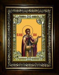 Икона Аркадий Вяземский и Новоторжский преподобный, в киоте 24х30 см 29218