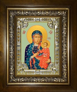 Икона Ченстоховская икона Божией Матери, в киоте 24х30 см 29220