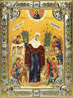 Икона Всех скорбящих Радость икона Божией Матери, 18х24 см, со стразами 29246