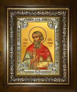 Икона Владислав Сербский, благоверный князь, в киоте 24х30 см 29257