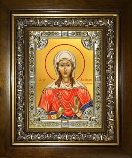 Икона Александра Римская мученица, со стразами, в киоте 24х30 см 29263