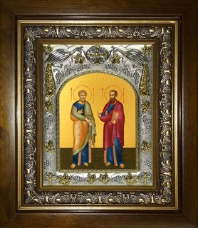 Икона Петр и Павел апостолы, в киоте 20х24 см 29298