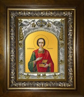 Икона Пантелеймон великомученик и целитель, в киоте 20х24 см 29332