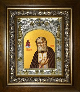 Икона Серафим Саровский преподобный, чудотворец, в киоте 20х24 см 29358