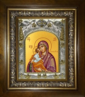 Икона Акафистная икона Божией Матери, в киоте 20х24 см 29387