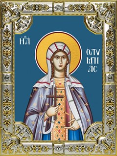Икона Олимпиада Константинопольская диаконисса, 18х24 см, со стразами 29399