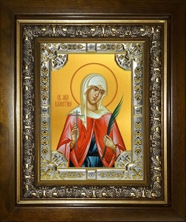 Икона Валентина Кесарийская мученица, в киоте 24х30 см 29410