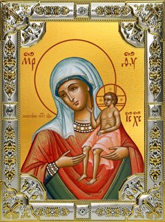Икона Воспитание, икона Божией Матери, 18х24 см, со стразами 29427