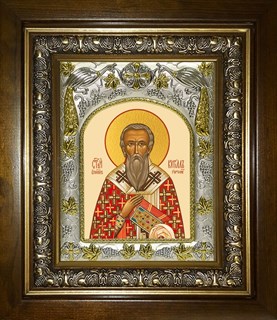 Икона Кирилл Гортинский, епископ, в киоте 20х24 см 29457