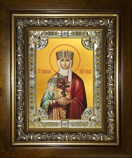 Икона Ольга равноапостольная великая княгиня, в киоте 24х30 см 29481