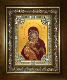 Икона Владимирская икона Божией Матери, в киоте 24х30 см 29490