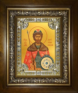 Икона Александр Невский, благоверный князь, в киоте 24х30 см 29565