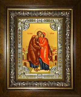 Икона Иоаким и Анна праведные богоотцы, в киоте 24х30 см 29622
