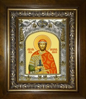 Икона Александр Невский, благоверный князь, в киоте 20х24 см 29651