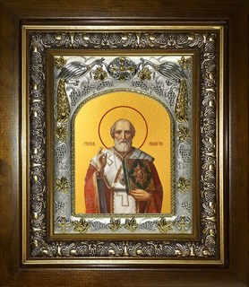 Икона Николай Чудотворец, Архиепископ Мир Ликийских, святитель, в киоте 20х24 см 29903