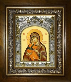 Икона Владимирская икона Божией Матери, в киоте 20х24 см 29936