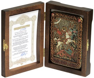 {{photo.Alt || photo.Description || 'Настольная икона Чудо святого Георгия о змие на дубе 10х15 см.'}}