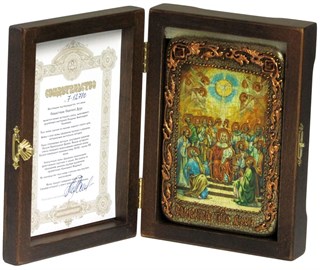 {{photo.Alt || photo.Description || 'Настольная икона Сошествие Святого Духа на дубе 10х15 см.'}}