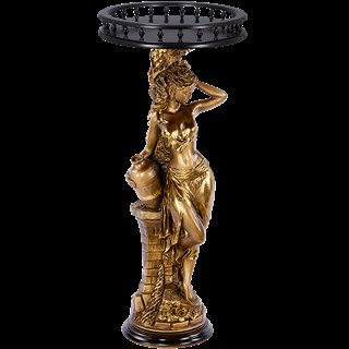 Подставка декоративная Девушка с кувшином №450/2 Бронза Орех Оберджин Bo13055_4556;Bo11487_4556