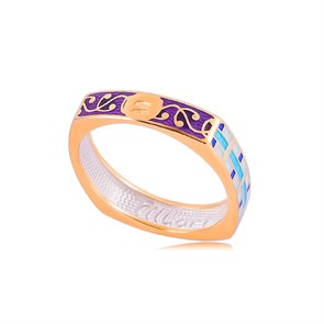 Кольцо из серебра «Орнамент» (золочение), квадратное, 4 узора Fil61.185з-563