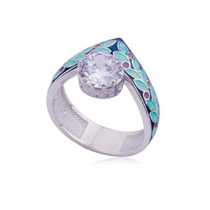 Кольцо из серебра «Тиара», синее с фианитами Fil61.257-571