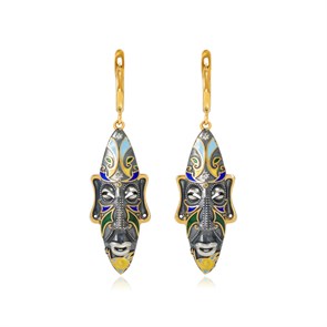 {{photo.Alt || photo.Description || 'Серебряные серьги «Африканская маска Оконга» (золочение), разноцветные'}}