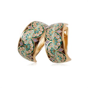 {{photo.Alt || photo.Description || 'Серьги-полукольца из серебра «Сады Семирамиды» (золочение), зеленые'}}