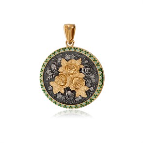 {{photo.Alt || photo.Description || 'Подвеска из серебра круглая «Жостово» (золочение), зеленая'}}