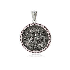 {{photo.Alt || photo.Description || 'Серебряная подвеска круглая «Жостово», фиолетовая'}}